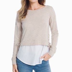 NWT WHBM LACE UP SWEATSHIRT AND POPLIN TWOFER